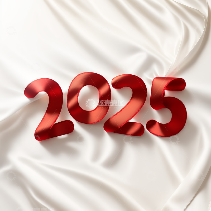 2025年彩色丝绸字AI插画海报素材