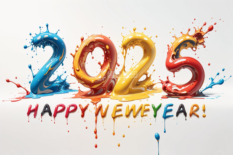 2025彩色立体油漆字AI插画海报素材3