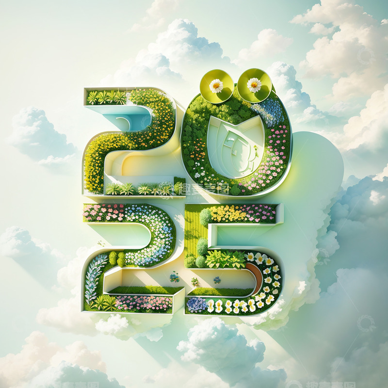 2025立体景观字AI插画海报素材4