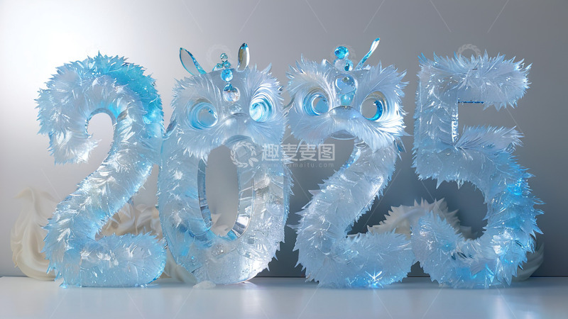 2025立体冰块字AI插画海报素材1