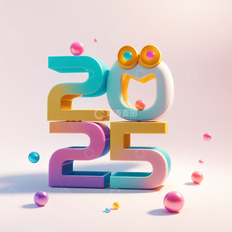 2025彩色立体字AI插画海报素材16