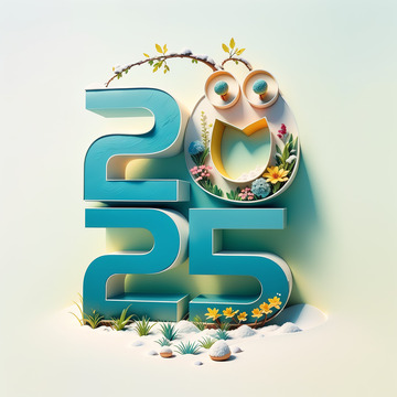 2025彩色立体字AI插画海报素材3