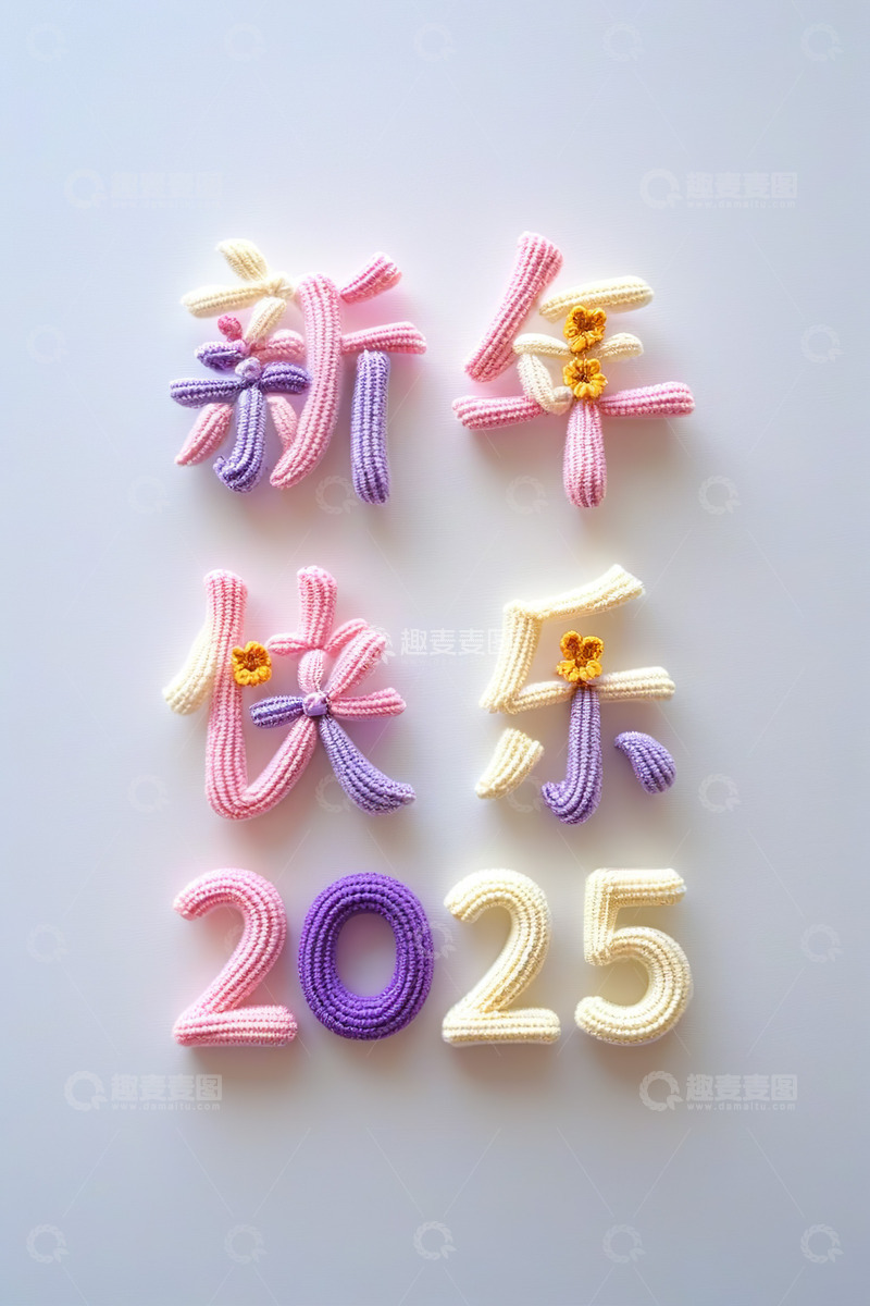 2025可爱毛绒立体字AI插画海报素材12