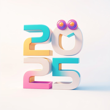 2025彩色立体字AI插画海报素材18