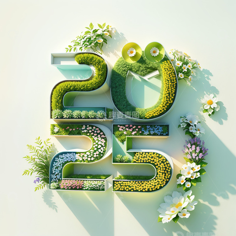 2025立体景观字AI插画海报素材