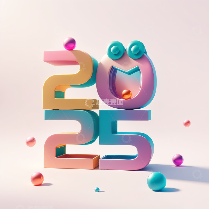 2025彩色立体字AI插画海报素材14