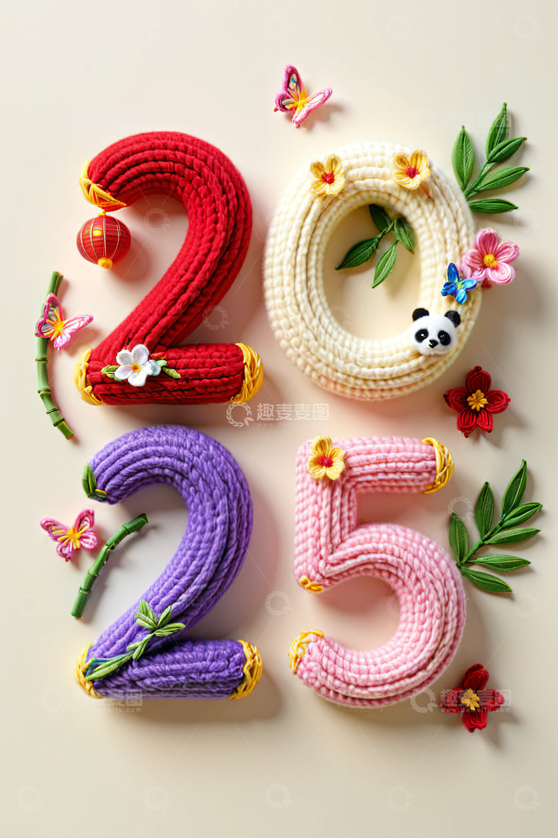 2025可爱毛绒立体字AI插画海报素材17