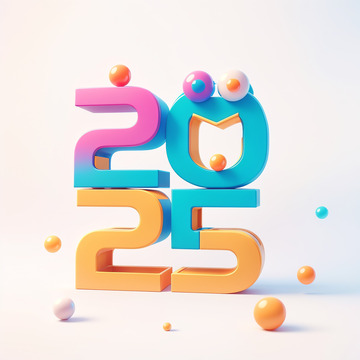 2025彩色立体字AI插画海报素材2