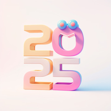 2025彩色立体字AI插画海报素材8