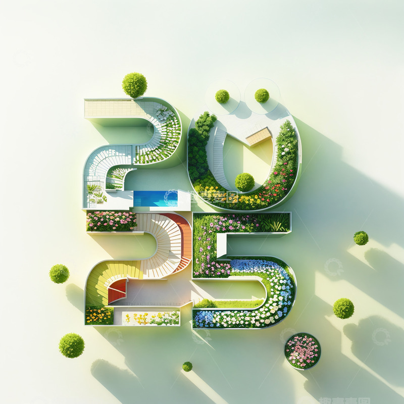 2025立体景观字AI插画海报素材2