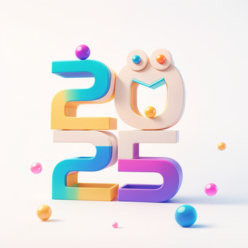 2025彩色立体字AI插画海报素材1