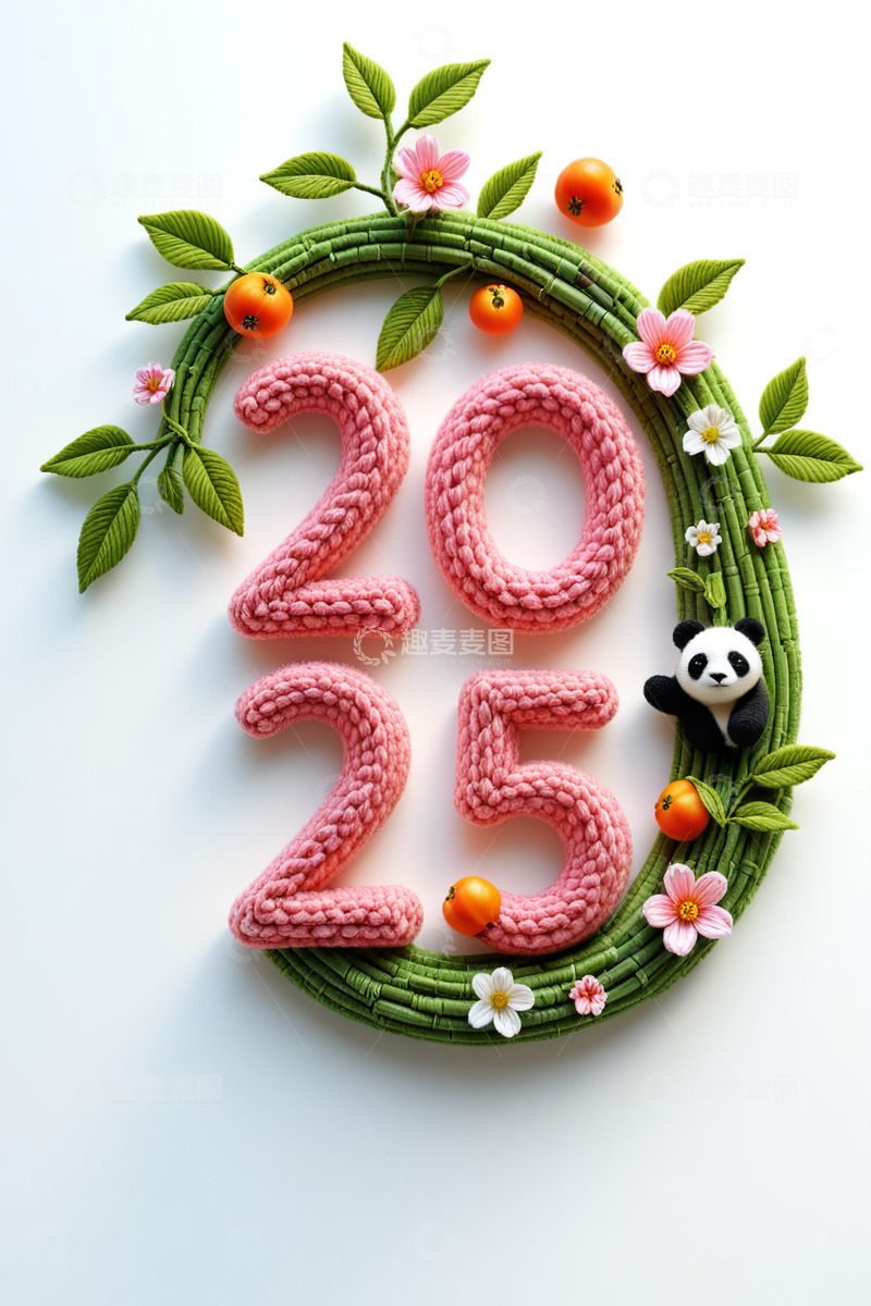 2025可爱毛绒立体字AI插画海报素材11