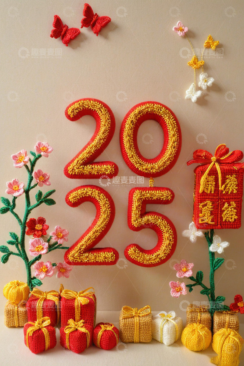 2025可爱毛绒立体字AI插画海报素材13