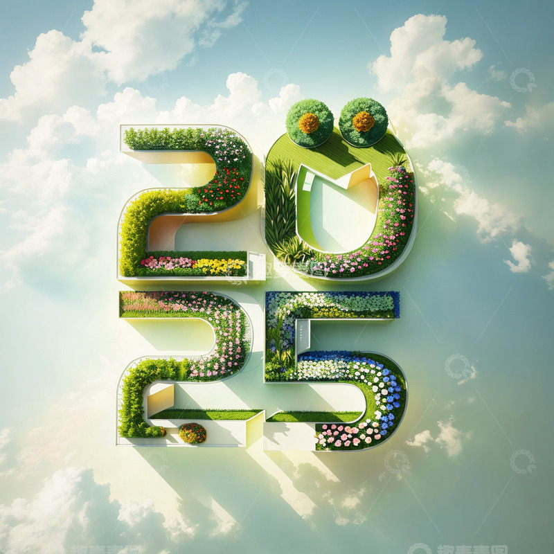 2025立体景观字AI插画海报素材5