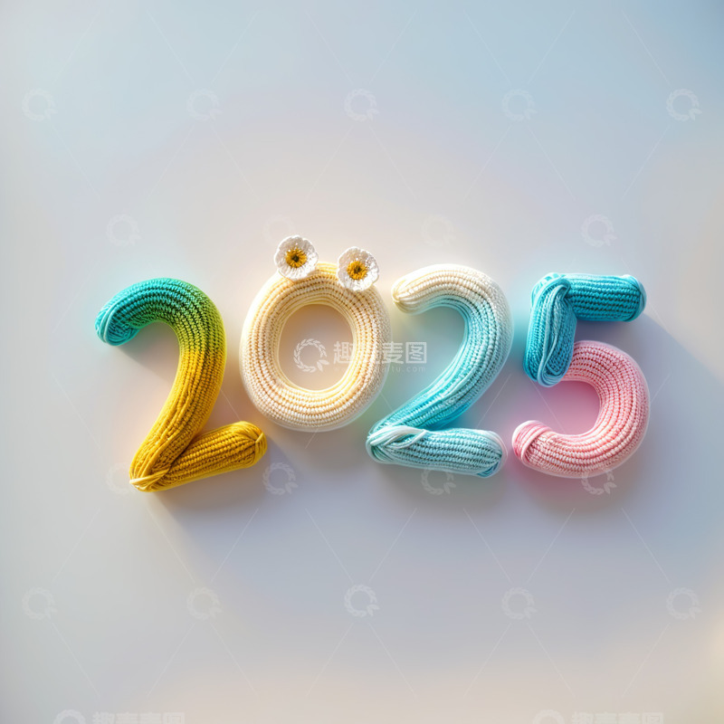 2025可爱毛绒立体字AI插画海报素材23