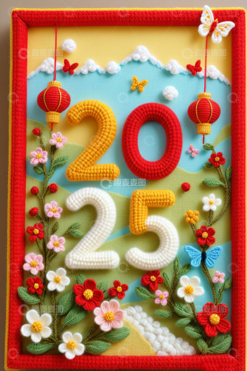 2025可爱毛绒立体字AI插画海报素材19