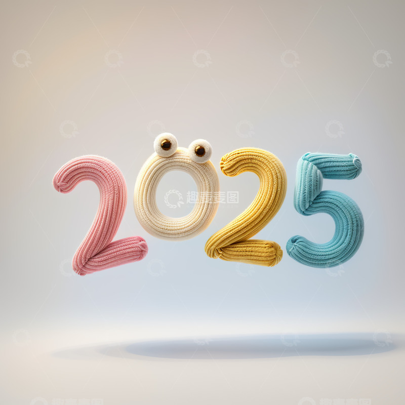 2025可爱毛绒立体字AI插画海报素材18