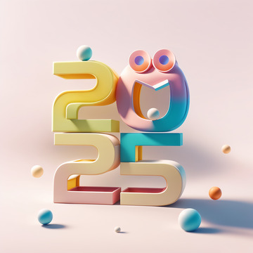2025彩色立体字AI插画海报素材12