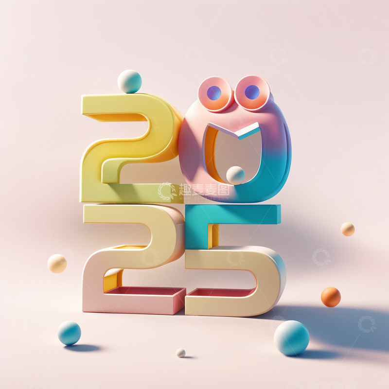2025彩色立体字AI插画海报素材12