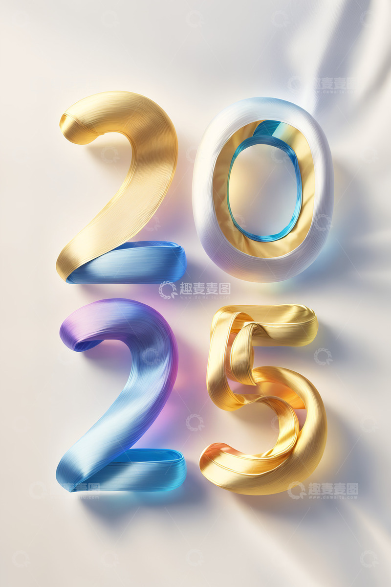 2025年彩色丝绸字AI插画海报素材13
