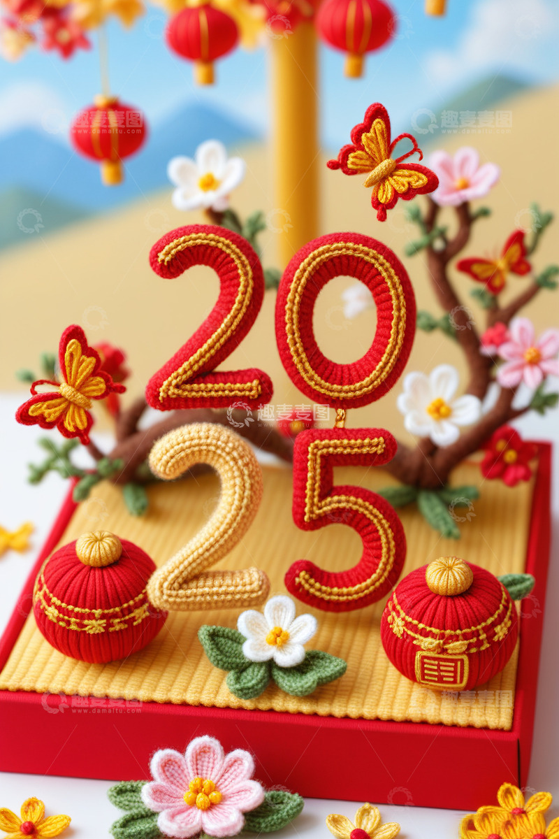 2025可爱毛绒立体字AI插画海报素材14