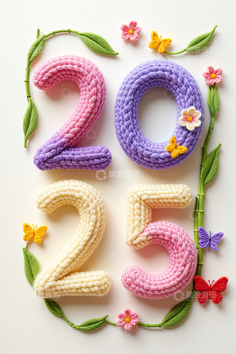 2025可爱毛绒立体字AI插画海报素材6