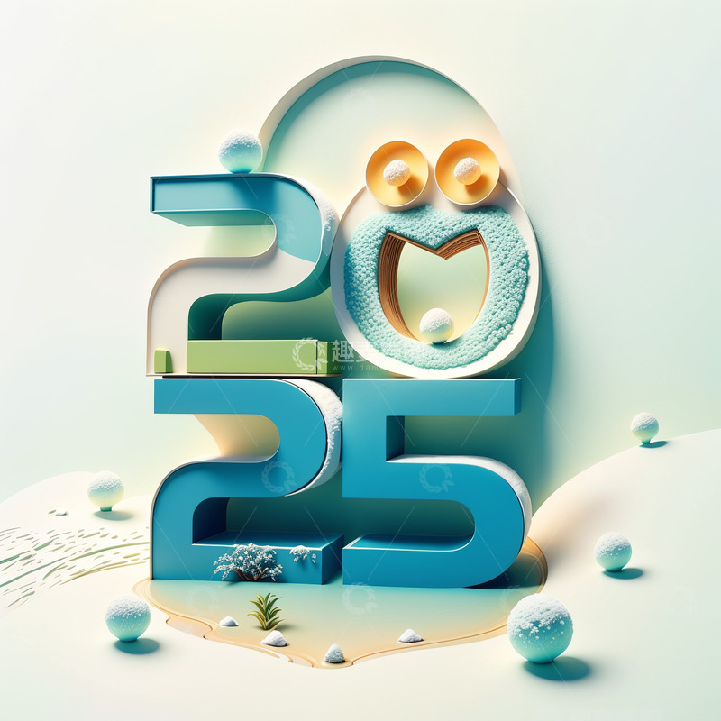2025彩色立体字AI插画海报素材10