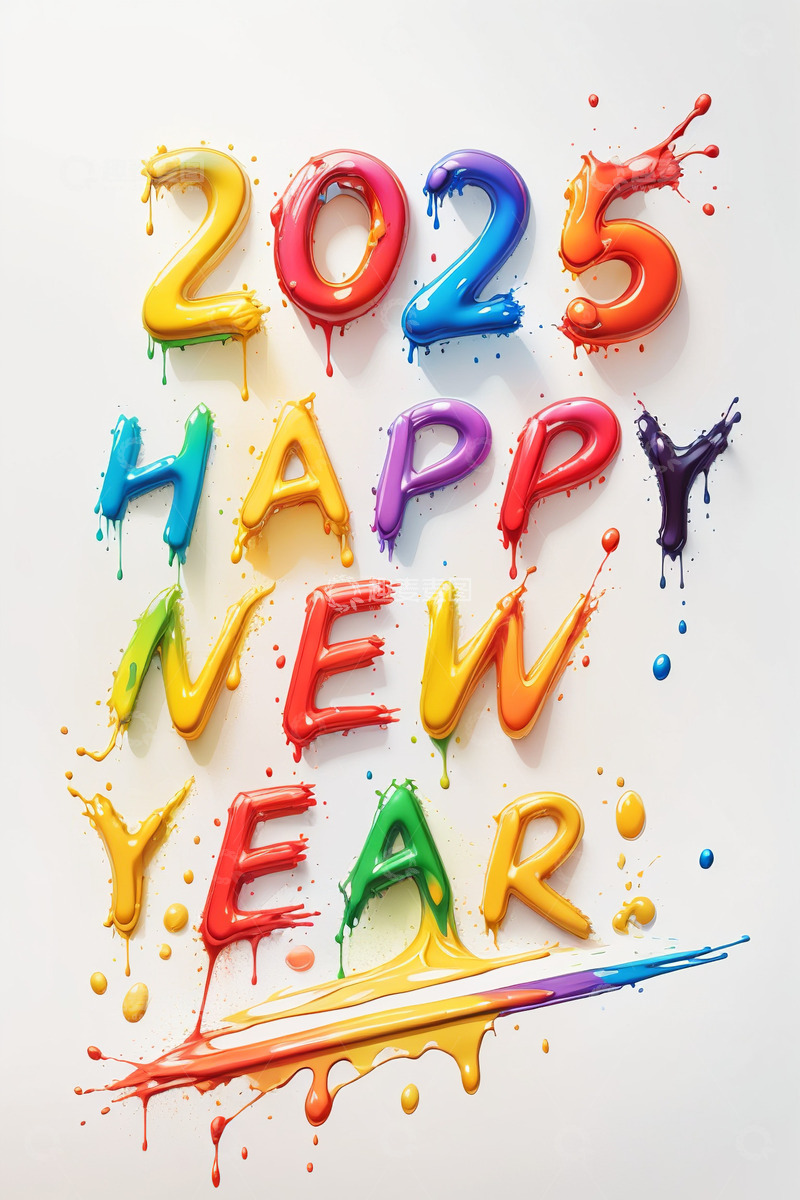 2025彩色立体油漆字AI插画海报素材4