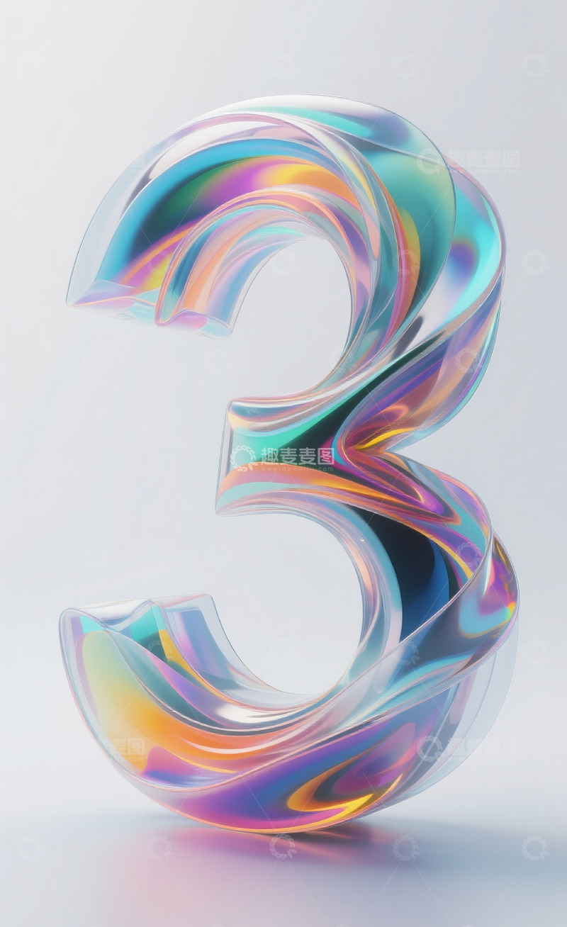 高清大图下载【趣麦麦图】多彩流动抽象数字3