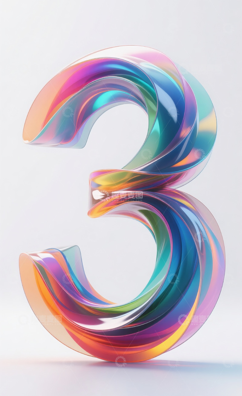 高清大图下载【趣麦麦图】-多彩流动抽象数字32