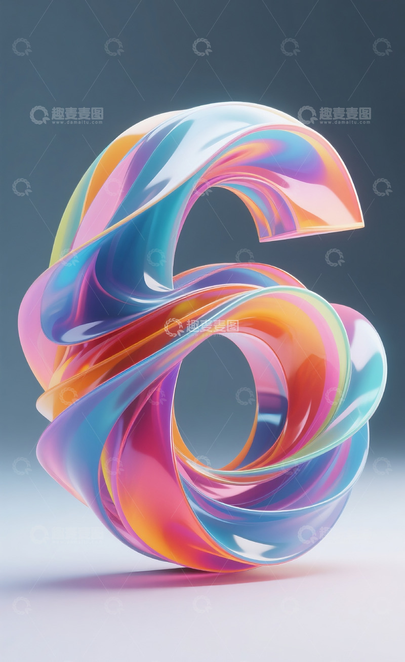 高清大图下载【趣麦麦图】-多彩流动抽象数字6