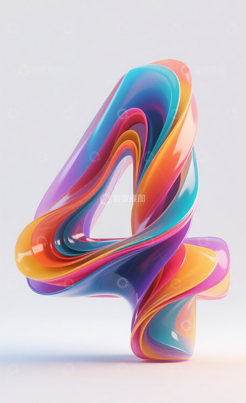 高清大图下载【趣麦麦图】多彩流动抽象数字4