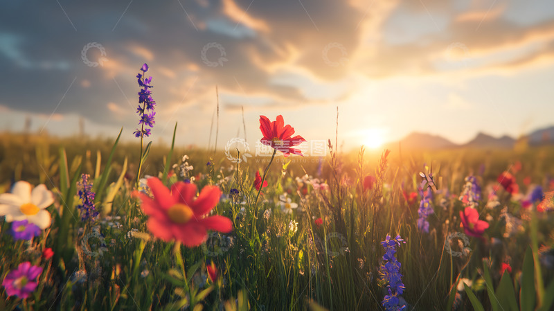 高清大图下载【趣麦麦图】色彩浓烈的山间花草美景1