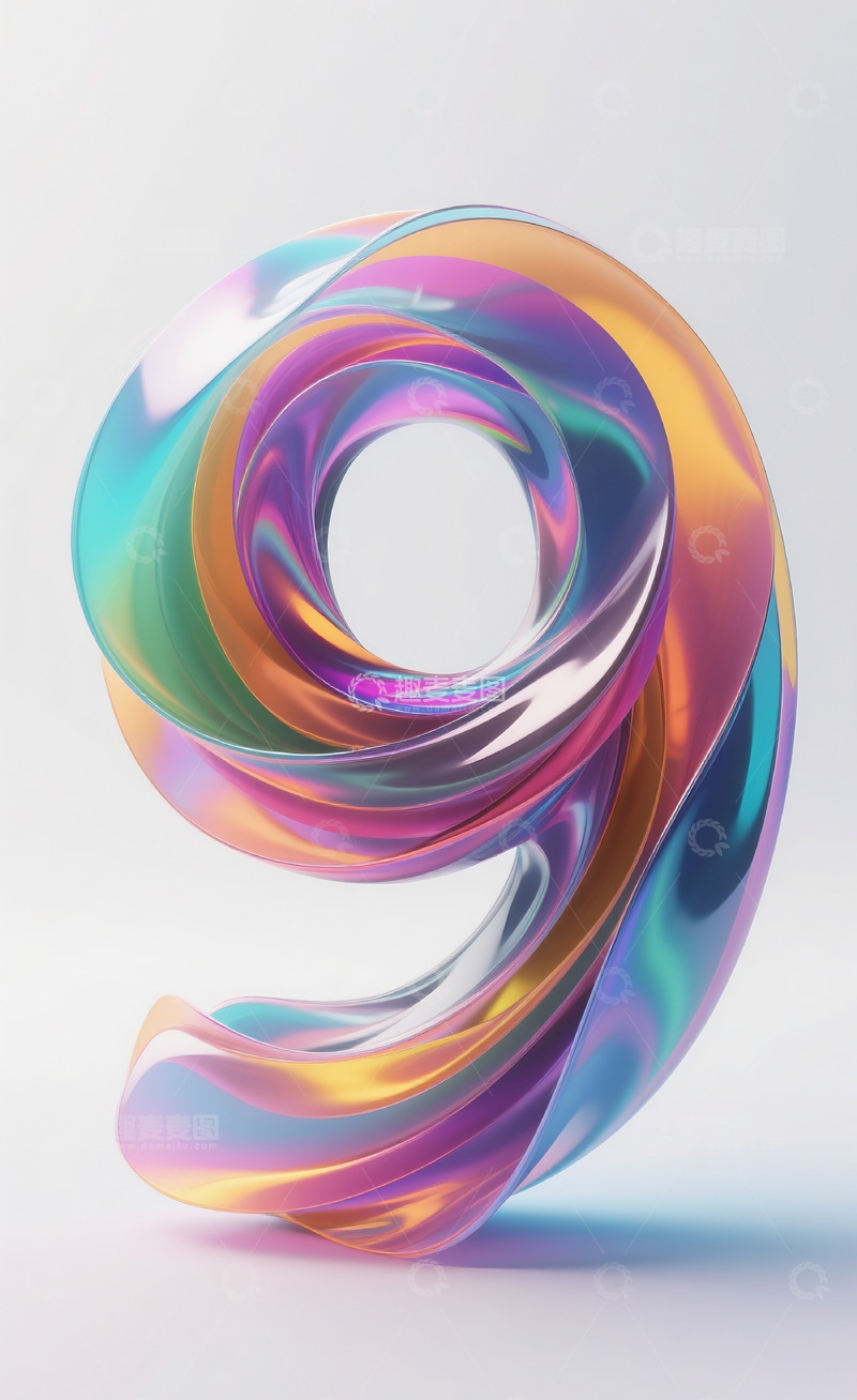 高清大图下载【趣麦麦图】-多彩流动抽象数字91