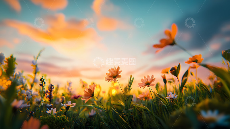 高清大图下载【趣麦麦图】色彩浓烈的山间花草美景6