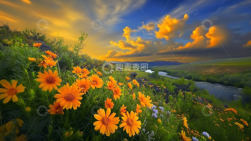 高清大图下载【趣麦麦图】色彩浓烈的山间花草美景5