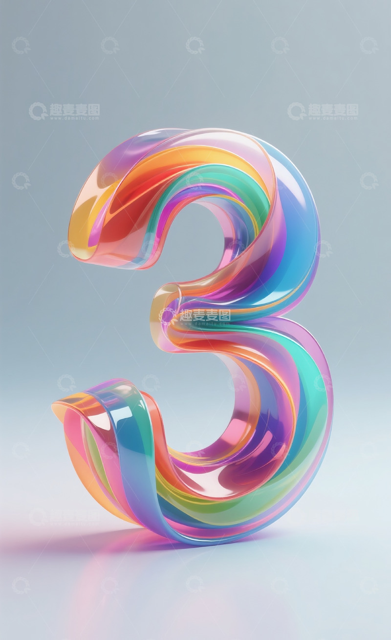 高清大图下载【趣麦麦图】-多彩流动抽象数字31