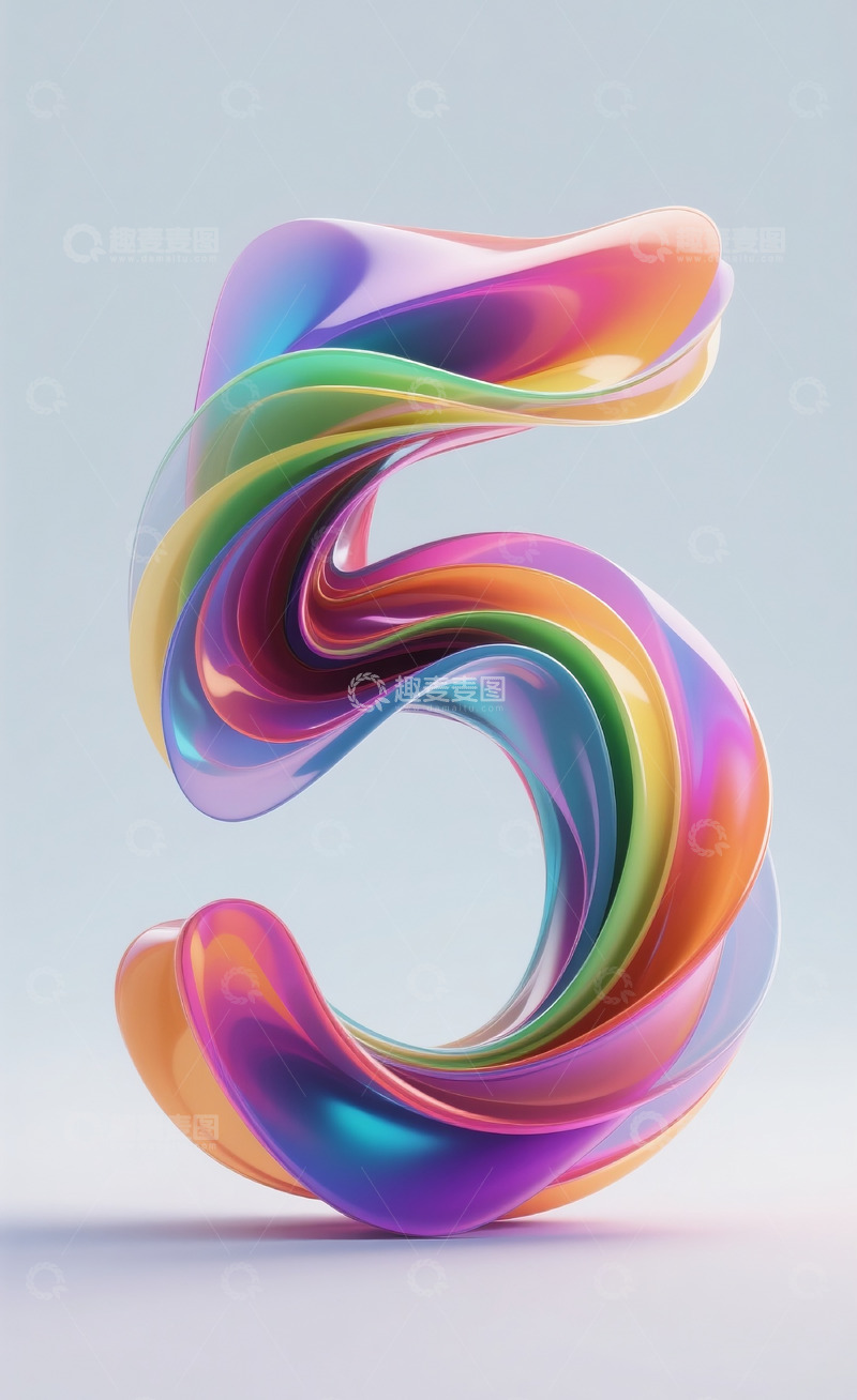 高清大图下载【趣麦麦图】-多彩流动抽象数字51