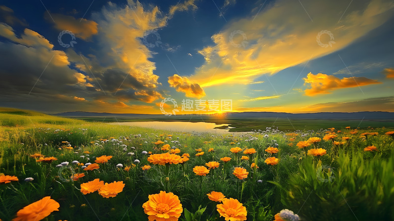 高清大图下载【趣麦麦图】色彩浓烈的山间花草美景