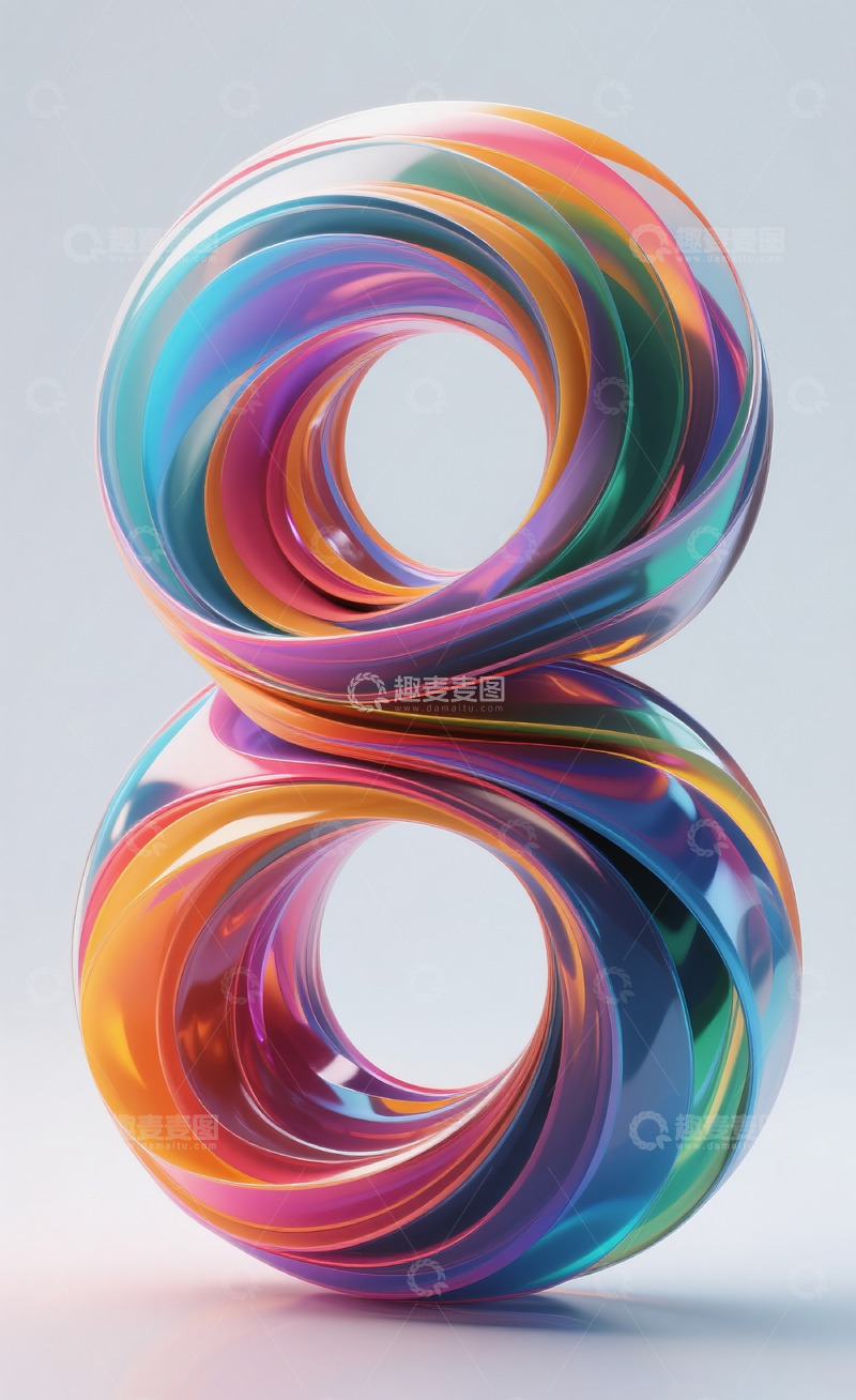 高清大图下载【趣麦麦图】-多彩流动抽象数字81