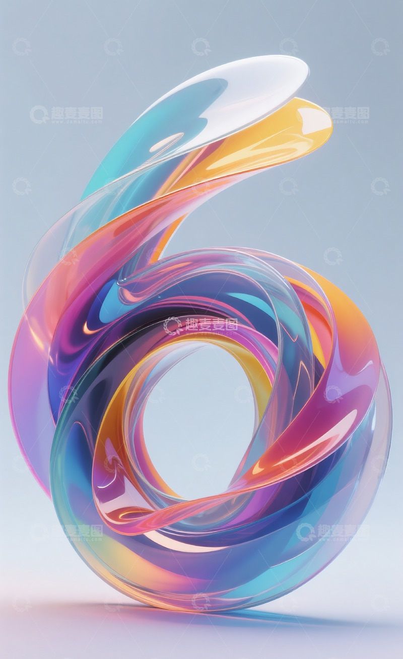 高清大图下载【趣麦麦图】-多彩流动抽象数字61