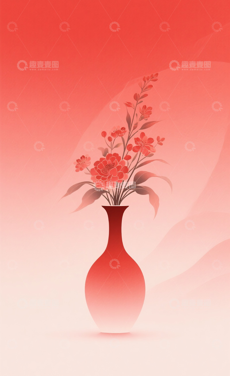 高清大图下载【趣麦麦图】新中式花瓶插画21