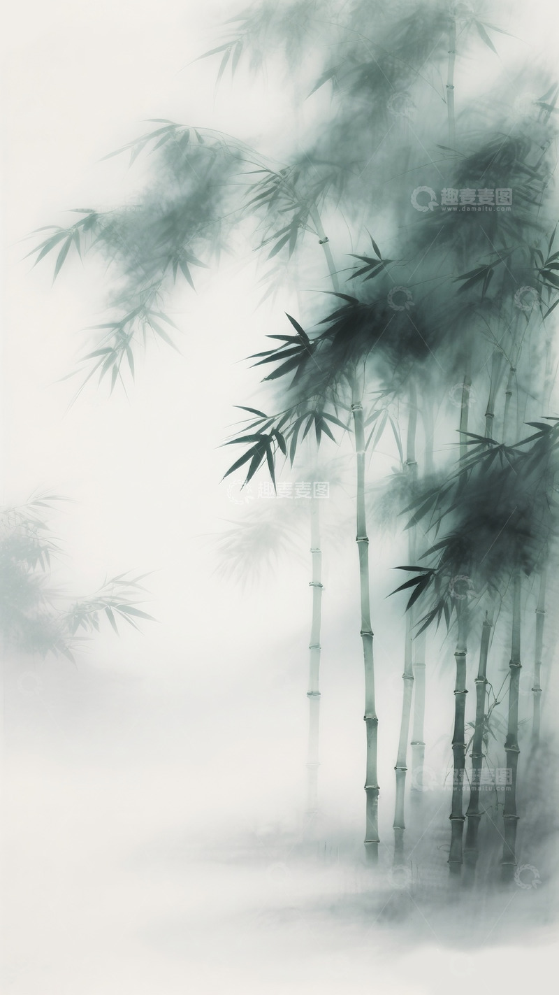 高清大图下载【趣麦麦图】竹子水墨画1