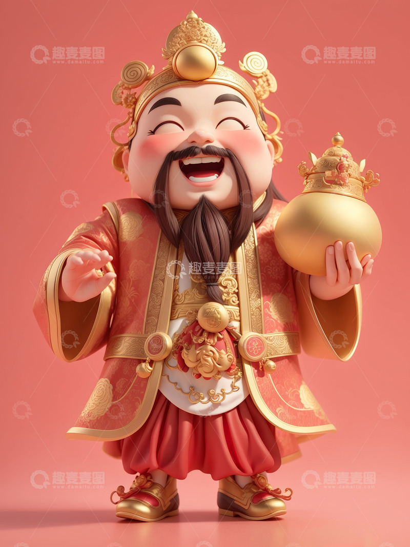 高清大图下载【趣麦麦图】恭喜发财喜庆财神AI插画海报图片素材17