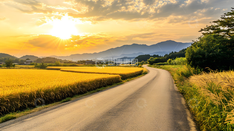 秋日金黄色的麦田