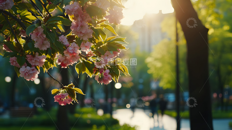 高清大图下载【趣麦麦图】秋日公园里的花树