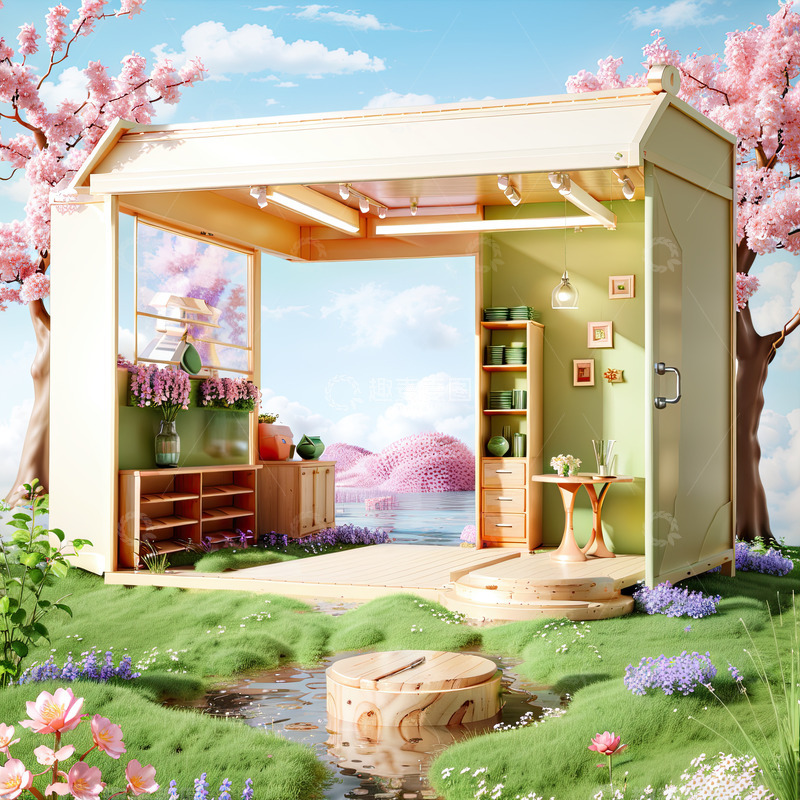 高清大图下载【趣麦麦图】C4D电商产品展台AI插画高清海报背景素6