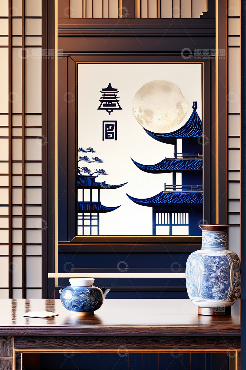 高清大图下载【趣麦麦图】中国风喜庆活动产品展台AI插画高清海报背14