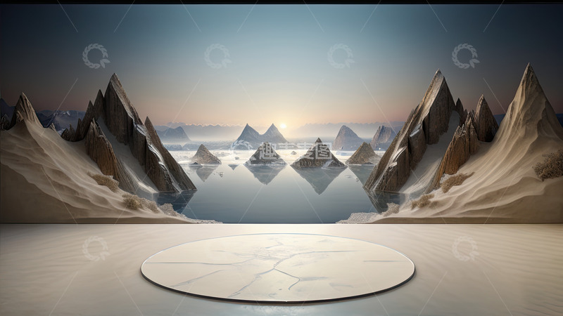 高清大图下载【趣麦麦图】室内电商产品展台AI插画高清海报背景素材5