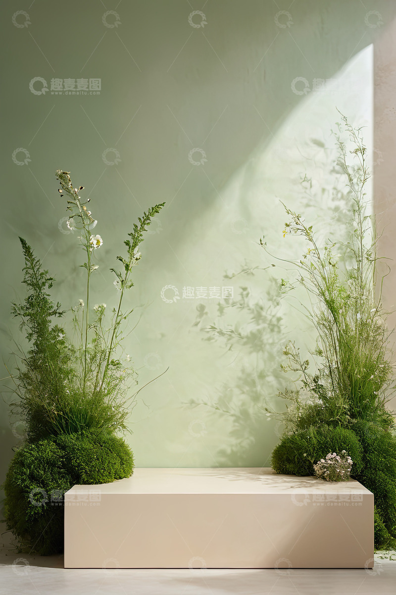 高清大图下载【趣麦麦图】室内电商产品展台AI插画高清海报背景素材4